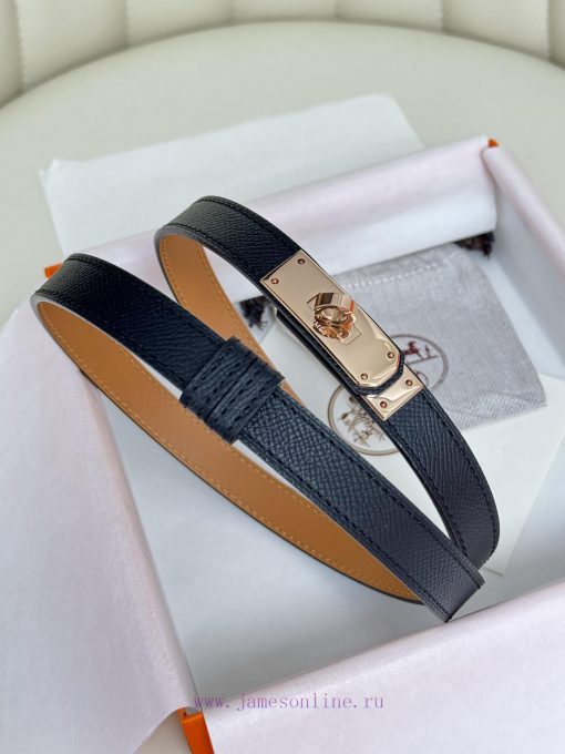 Hermes Women's BeltFull set of 1.8mm women's Kelly original imported leather K gold/platinum rpt4nr10 - Image 4