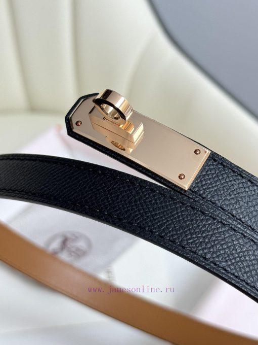 Hermes Women's BeltFull set of 1.8mm women's Kelly original imported leather K gold/platinum rpt4nr10 - Image 7