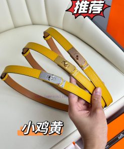 Hermes Women's BeltFull set of 1.8mm women's Kelly original imported leather K gold/platinum j2i9rsk2