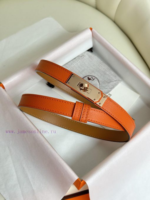 Hermes Women's BeltFull set of 1.8mm women's Kelly original imported leather K gold/platinum fv4scq4c - Image 4
