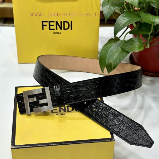 FENDL 40MM wide double-sided original calf leather with a single ruthenium palladium plated qnwh962w