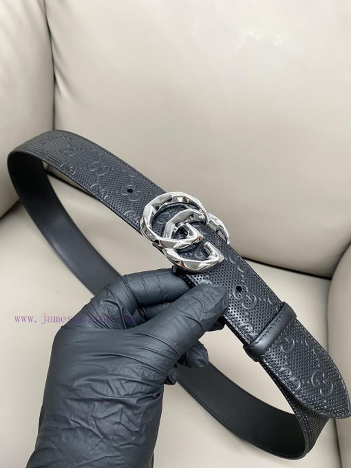 Gucci 4.0-wide Marmont series printed embossed leather belt Guccio Gucci letter interweaving wjrtu0q8 - Image 3