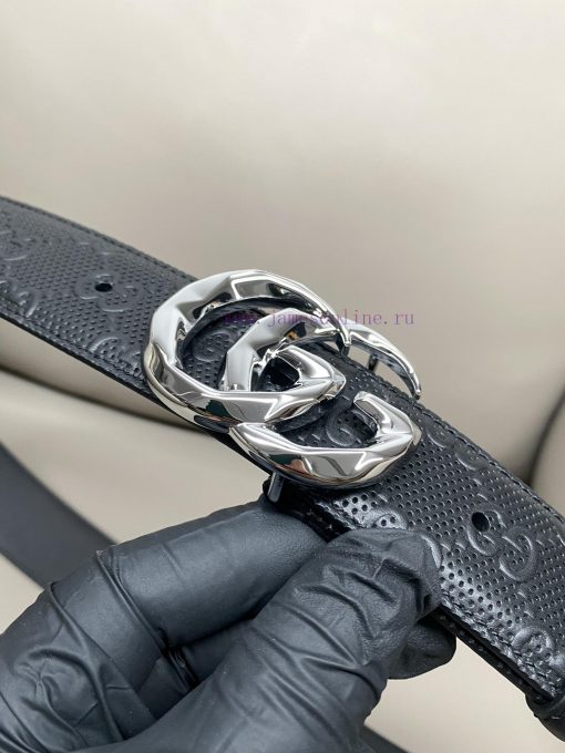 Gucci 4.0-wide Marmont series printed embossed leather belt Guccio Gucci letter interweaving wjrtu0q8 - Image 4