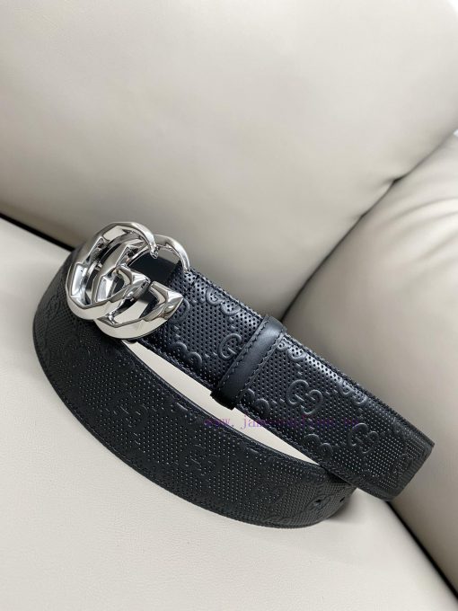 Gucci 4.0-wide Marmont series printed embossed leather belt Guccio Gucci letter interweaving wjrtu0q8 - Image 6