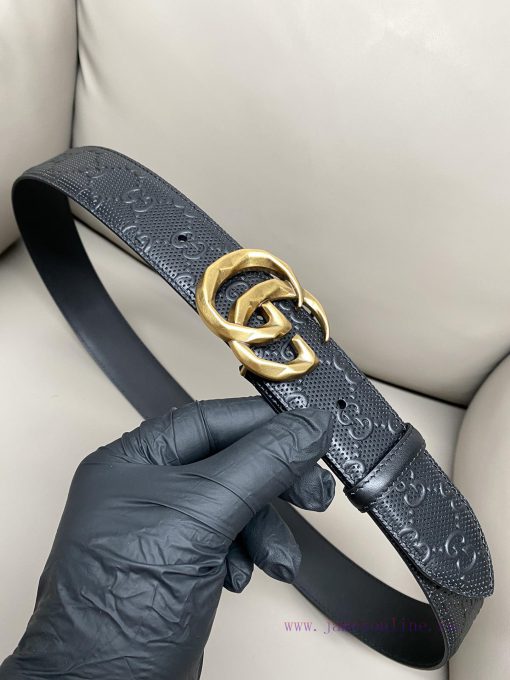 Gucci 4.0-wide Marmont series printed embossed leather belt Guccio Gucci letter interweaving f3xtf7vp - Image 3