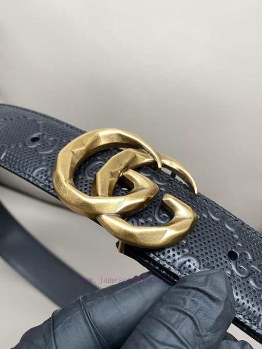 Gucci 4.0-wide Marmont series printed embossed leather belt Guccio Gucci letter interweaving f3xtf7vp - Image 4