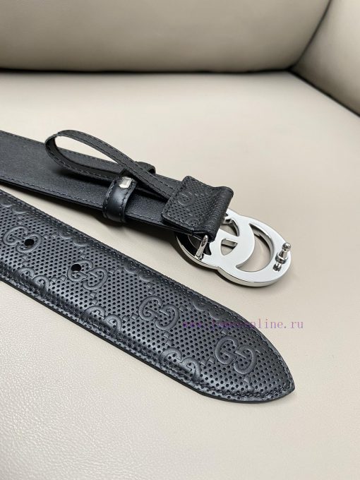 Gucci 4.0-wide Marmont series printed embossed leather belt Guccio Gucci letter interweaving wjrtu0q8 - Image 8