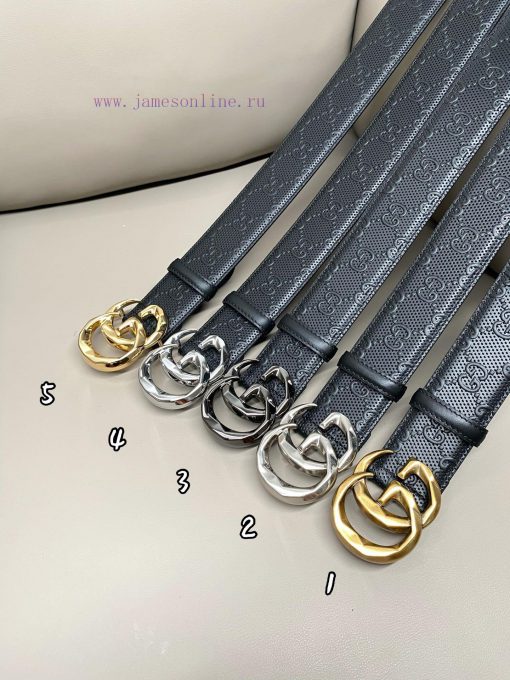 Gucci 4.0-wide Marmont series printed embossed leather belt Guccio Gucci letter interweaving wjrtu0q8 - Image 9