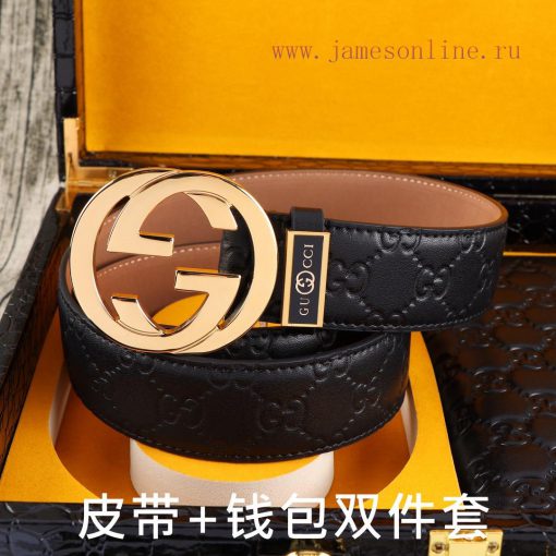 Gucci. Gucci two-piece setWooden box, belt+wallet, two-piece setGrade: Italian imported 100% c94vcnut - Image 4