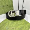 Gucci black coffee double-sided imported Togo coarse lychee skin, width 3.7cm retro GG rotat 7720vsur