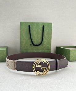 This wide waistband with a width of 4.0 cm is adorned with classic double G details, reminis ima3renh