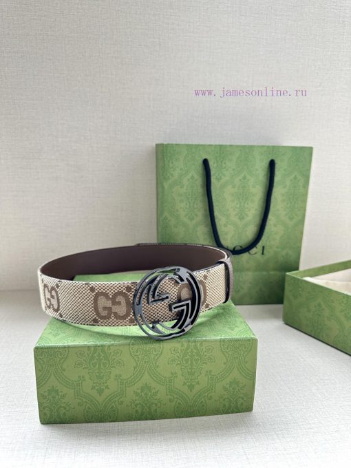 This wide waistband with a width of 4.0 cm is adorned with classic double G details, reminis ima3renh - Image 6