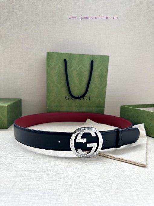 Width 4.0cm Gucci interlocking double G steel buckle, derived from modern style collection d unv96jqo - Image 2