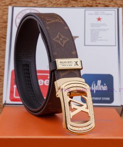 LV 316 pure steel automatic buckle ⏯️ P Belt Width 3.5cm Special Fabric Head Layer Leather B p2v92f65