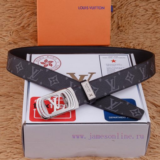 LV 316 pure steel automatic buckle ⏯️ P Belt Width 3.5cm Special Fabric Head Layer Leather B ku4ko4gc - Image 6