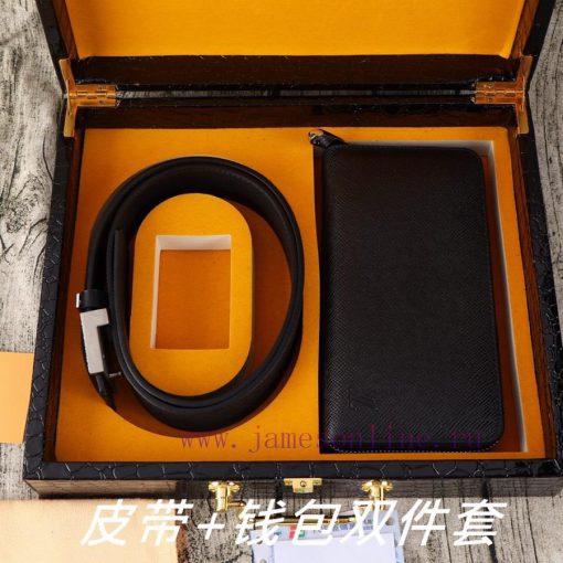 LV. Yilu Weideng Double Piece SetWooden box, belt+wallet, two-piece setGrade: Imported 100% vecw96yq - Image 9