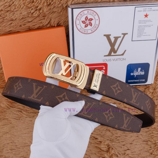 LV 316 pure steel automatic buckle ⏯️ P Belt Width 3.5cm Special Fabric Head Layer Leather B p2v92f65 - Image 5