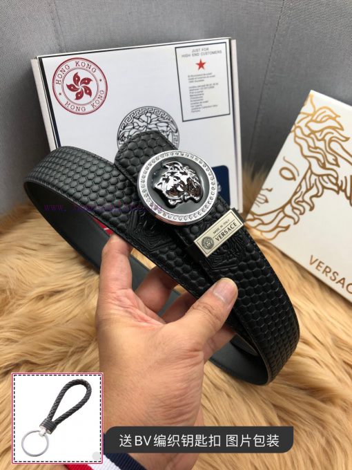 Versace checkered cowhide belt body, exquisite buckle craftsmanship, luxurious and noble sty pryx8o4d - Image 3