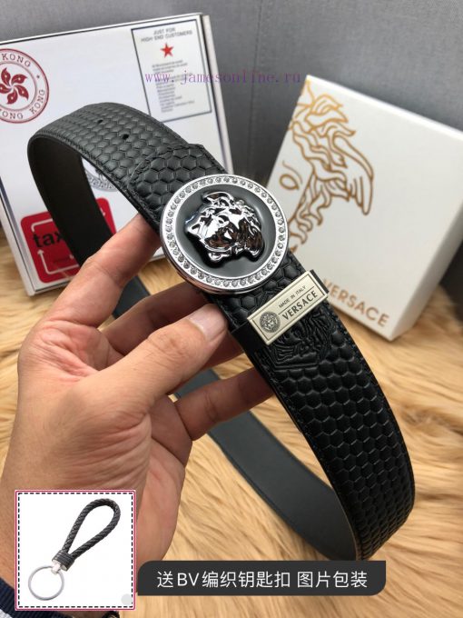 Versace checkered cowhide belt body, exquisite buckle craftsmanship, luxurious and noble sty pryx8o4d - Image 4