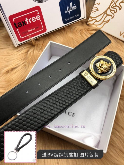 Versace checkered cowhide belt body, exquisite buckle craftsmanship, luxurious and noble sty b9porvgj - Image 8