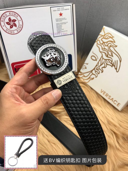 Versace checkered cowhide belt body, exquisite buckle craftsmanship, luxurious and noble sty pryx8o4d - Image 6