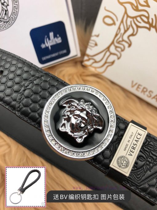 Versace checkered cowhide belt body, exquisite buckle craftsmanship, luxurious and noble sty pryx8o4d - Image 9