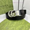 Gucci black coffee double-sided imported Togo coarse lychee skin, width 3.7cm retro GG rotat 1lb1r9ei