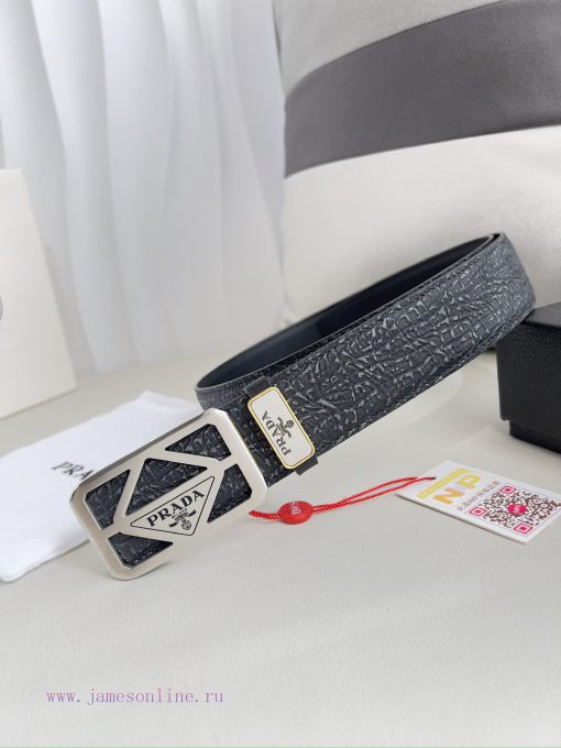 Prada PRADA ️ Belt and beltBuckle, classic pure steel material buckle, top layer cowhide, ph 3c2pber5
