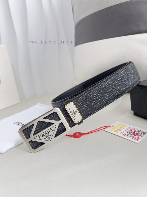 Prada PRADA ️ Belt and beltBuckle, classic pure steel material buckle, top layer cowhide, ph wx81v9v7 - Image 2