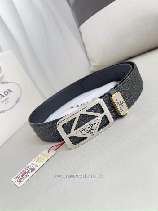 Prada PRADA ️ Belt and beltBuckle, classic pure steel material buckle, top layer cowhide, ph 3c2pber5 - Image 4