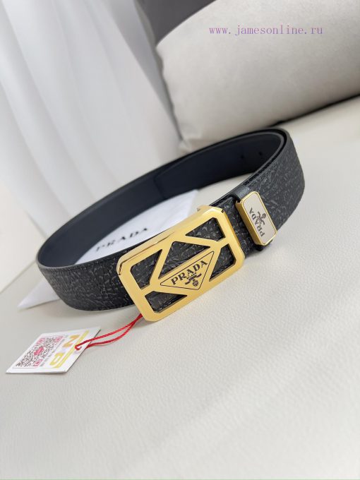 Prada PRADA ️ Belt and beltBuckle, classic pure steel material buckle, top layer cowhide, ph 3c2pber5 - Image 5