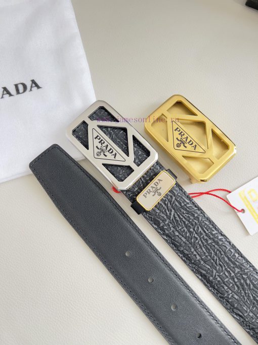Prada PRADA ️ Belt and beltBuckle, classic pure steel material buckle, top layer cowhide, ph 3c2pber5 - Image 9