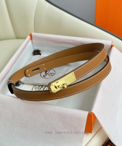 Hermes Women's BeltFull set of 1.8mm women's Kelly original imported leather K gold/platinum 4w6ucixl