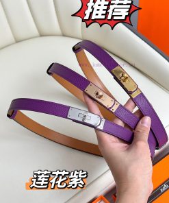 Hermes Women's BeltFull set of 1.8mm women's Kelly original imported leather K gold/platinum m7ia8xmw