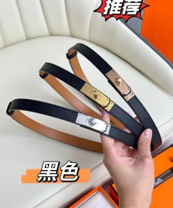 Hermes Women's BeltFull set of 1.8mm women's Kelly original imported leather K gold/platinum 1wk6gc37