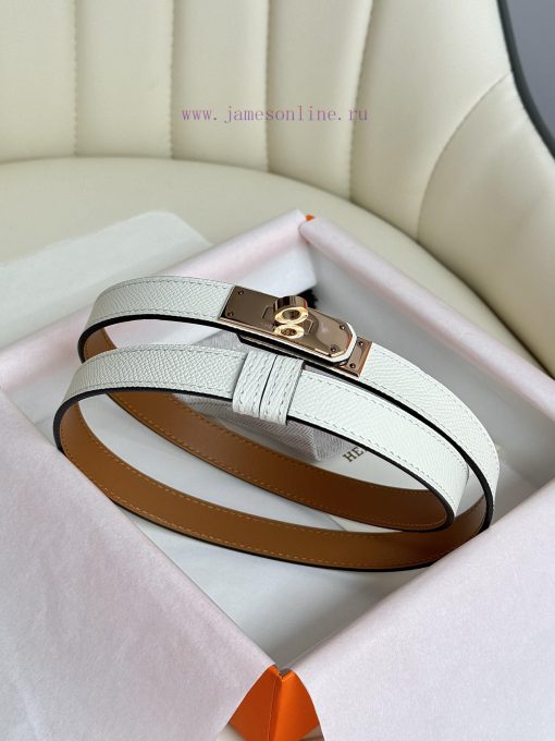 Hermes Women's BeltFull set of 1.8mm women's Kelly original imported leather K gold/platinum pe9cr1al - Image 5