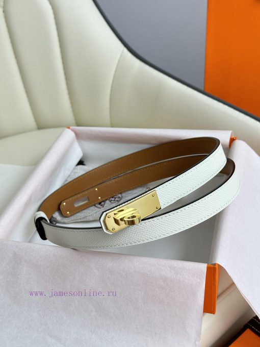 Hermes Women's BeltFull set of 1.8mm women's Kelly original imported leather K gold/platinum 0xcapdp4 - Image 2