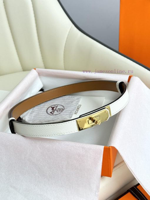 Hermes Women's BeltFull set of 1.8mm women's Kelly original imported leather K gold/platinum 0xcapdp4 - Image 3