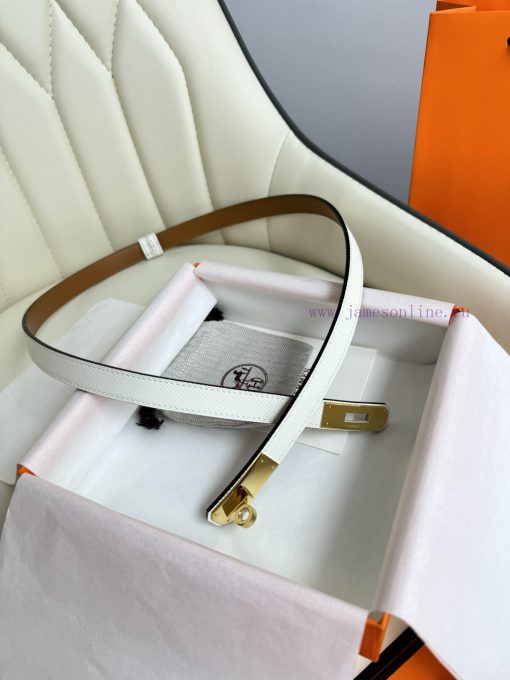 Hermes Women's BeltFull set of 1.8mm women's Kelly original imported leather K gold/platinum 0xcapdp4 - Image 4