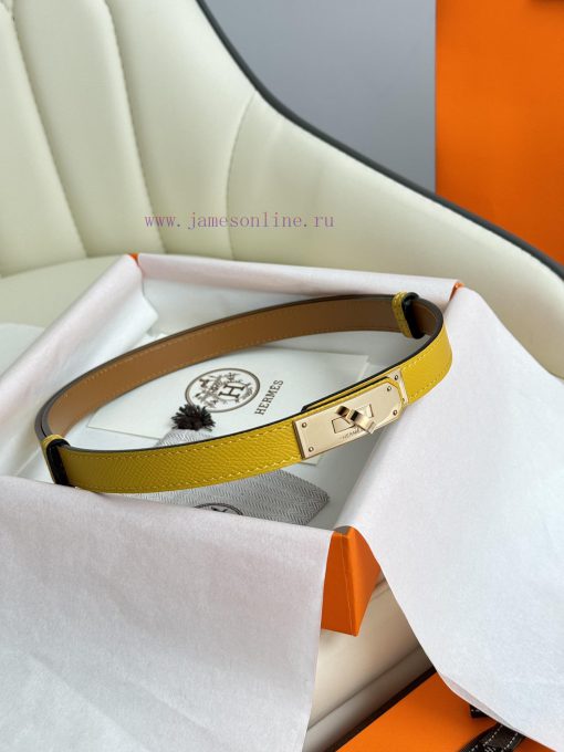 Hermes Women's BeltFull set of 1.8mm women's Kelly original imported leather K gold/platinum bygik8gm - Image 2