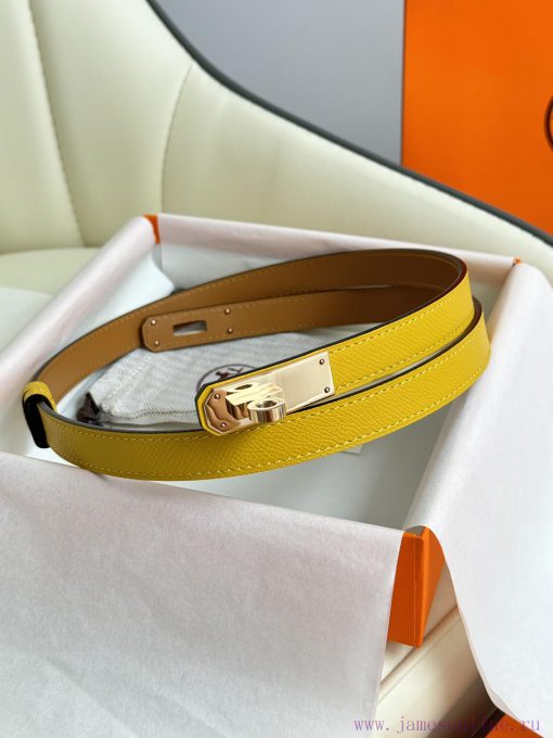 Hermes Women's BeltFull set of 1.8mm women's Kelly original imported leather K gold/platinum bygik8gm - Image 5