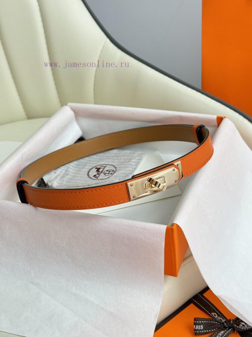 Hermes Women's BeltFull set of 1.8mm women's Kelly original imported leather K gold/platinum rtmbj160 - Image 2