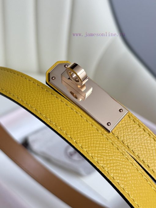 Hermes Women's BeltFull set of 1.8mm women's Kelly original imported leather K gold/platinum bygik8gm - Image 7