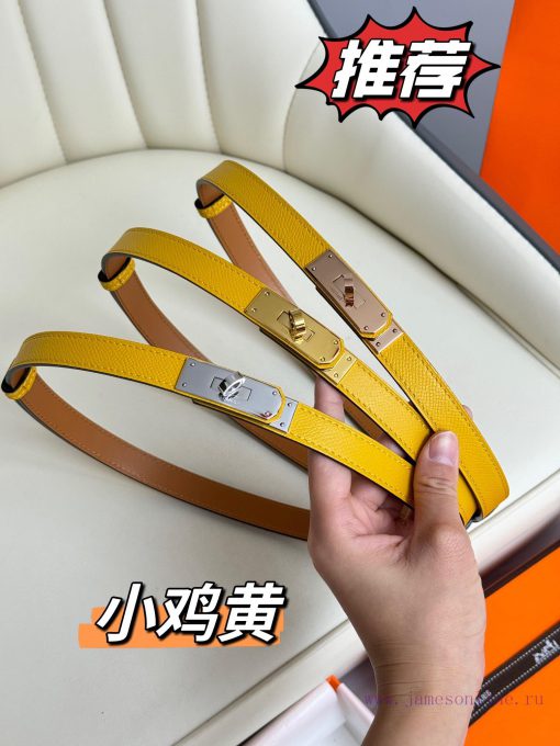 Hermes Women's BeltFull set of 1.8mm women's Kelly original imported leather K gold/platinum bygik8gm - Image 9