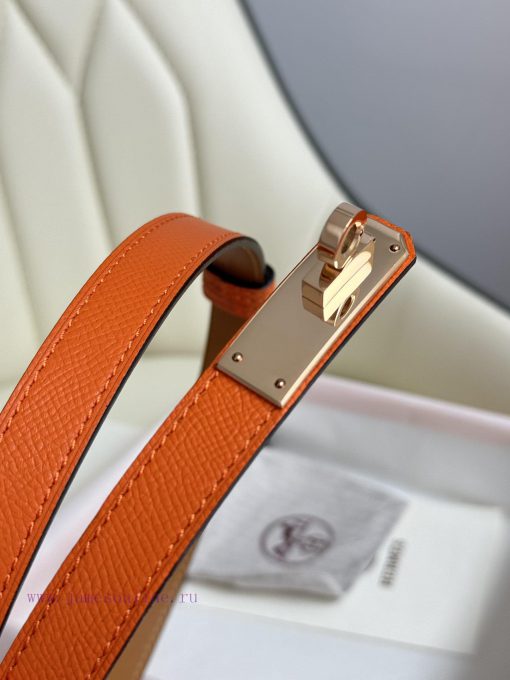 Hermes Women's BeltFull set of 1.8mm women's Kelly original imported leather K gold/platinum rtmbj160 - Image 7