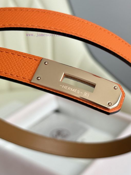 Hermes Women's BeltFull set of 1.8mm women's Kelly original imported leather K gold/platinum rtmbj160 - Image 8