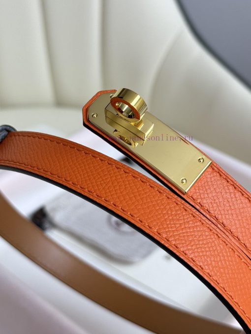 Hermes Women's BeltFull set of 1.8mm women's Kelly original imported leather K gold/platinum v6mybcch - Image 6