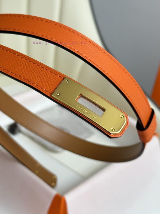 Hermes Women's BeltFull set of 1.8mm women's Kelly original imported leather K gold/platinum v6mybcch - Image 8