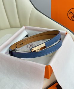 Hermes Women's BeltFull set of 1.8mm women's Kelly original imported leather K gold/platinum mn7ydji8