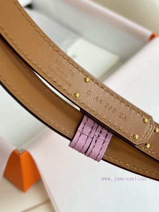 Hermes Women's BeltFull set of 1.8mm women's Kelly original imported leather K gold/platinum d5ychzzy - Image 6